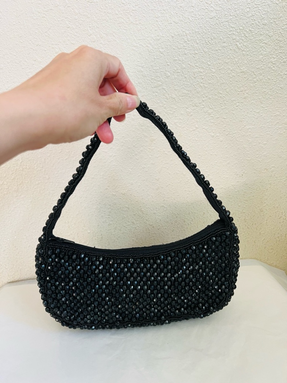 Black Beaded Shoulder Bag Evening Formal Purse Women Party Cocktail
